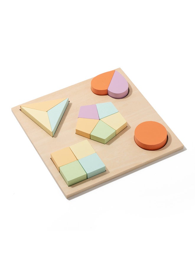 قطع الألغاز الهندسية، ألغاز من الخشب، كتل بناء على شكل، ألعاب تعليمية للأطفال، تعليم مبكر مونتيسوري - اللون: النمط 4 - Image 1